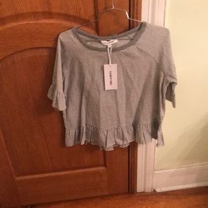 Grey and white striped Peplum top